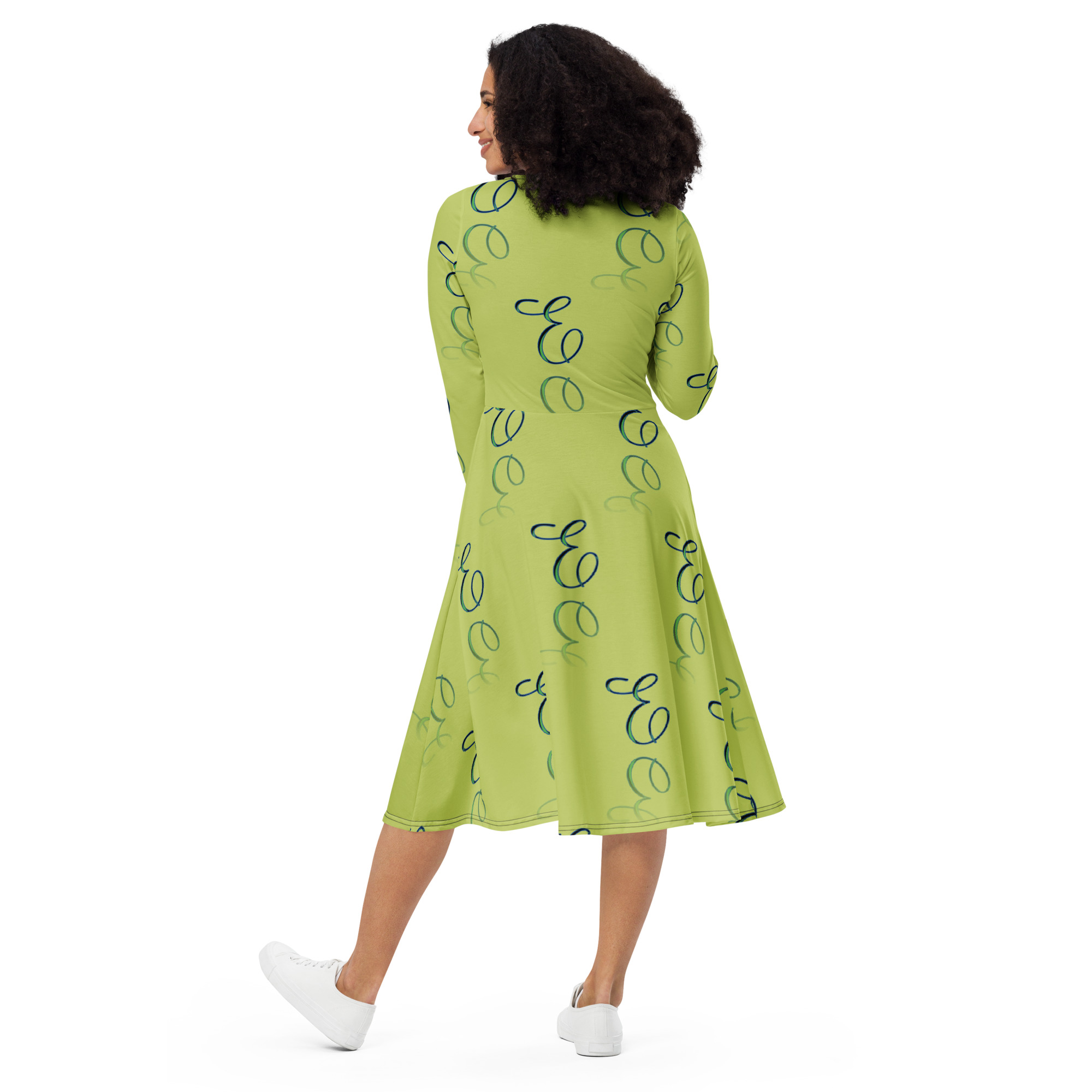 All-over print long sleeve midi dress - Image 3